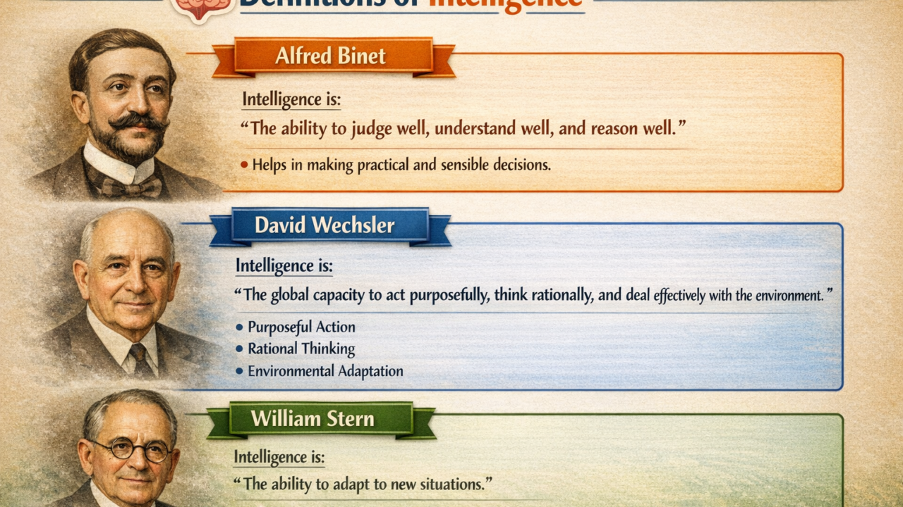 Standard Definitions of Intelligence in psychology