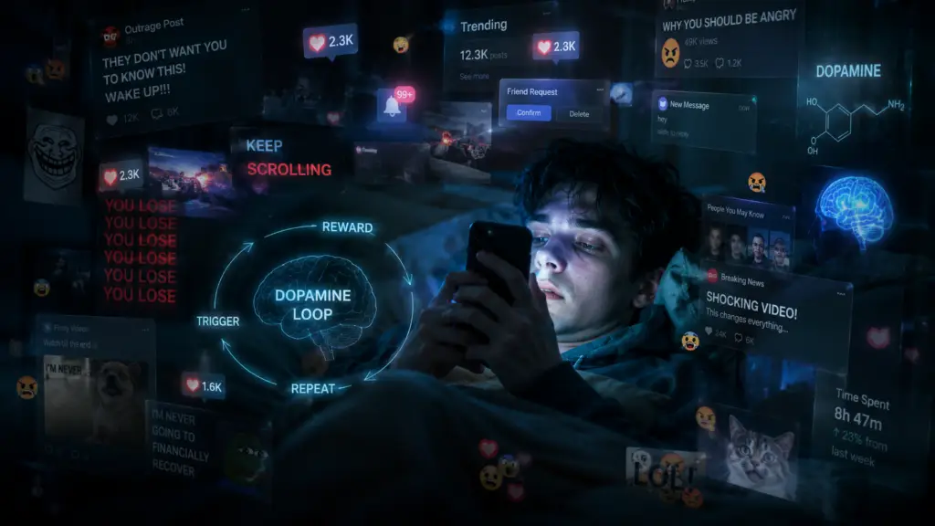 The Dopamine Cycle of Memes and Outrage