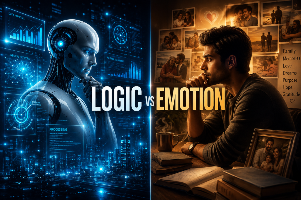 Artificial Intelligence VS Human Intelligence logic versus emotions comparison