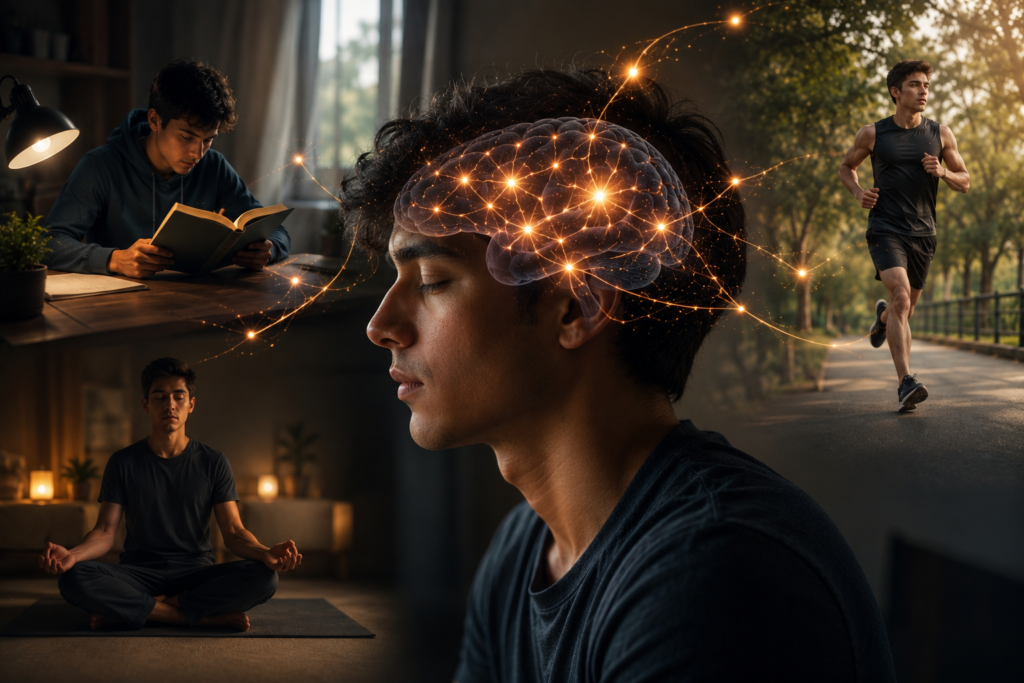 Human brain creating new neural pathways during habit formation