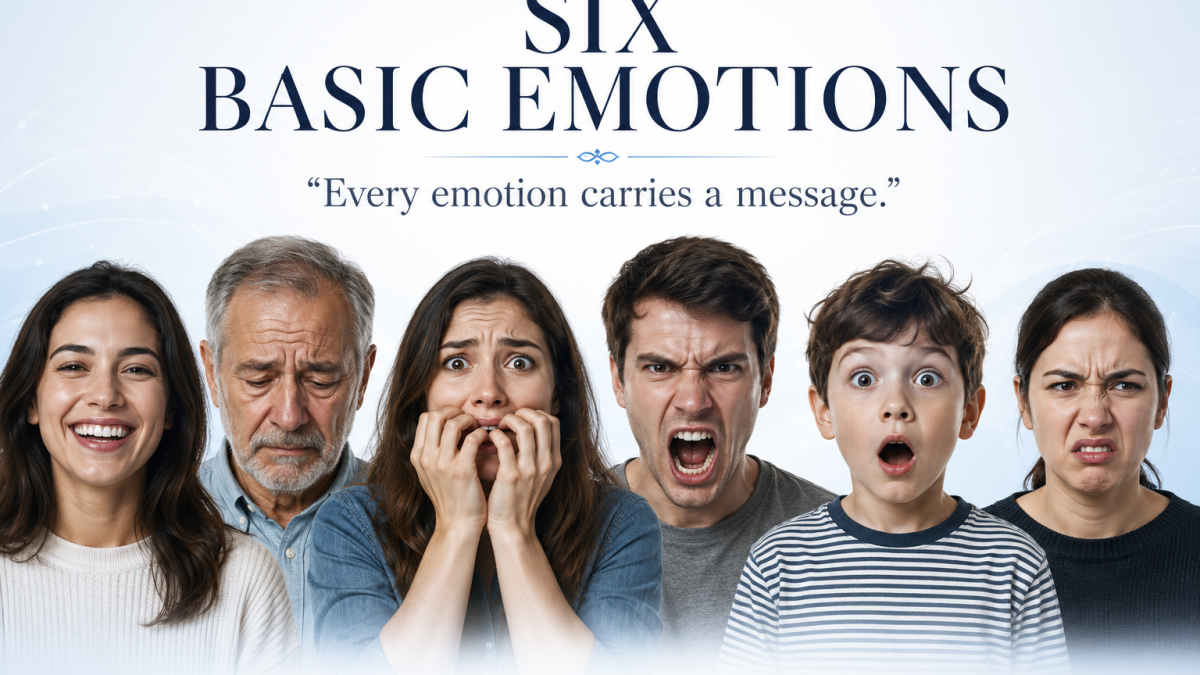 Six basic human emotions in psychology